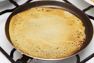 Pancakes from dough fried in a pan