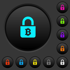 Locked Bitcoins dark push buttons with color icons