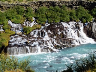 Fototapeta na wymiar Hraunfossar waterfalls in Iceland