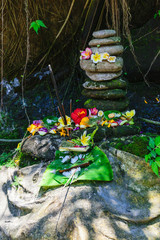 Offering to Hindu Gods in Bali island which called Canang and made from leaves and flowers