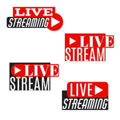 Vector live streaming logo set, design element for mobile apps, tv and online broadcasting