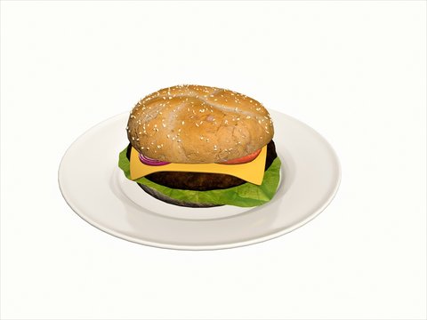 3d render of hamburger