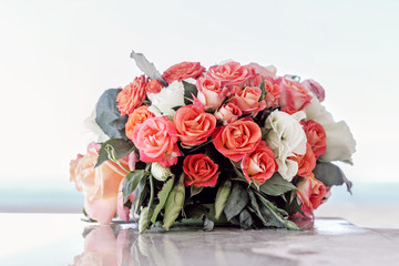 Bouquet of roses on light background