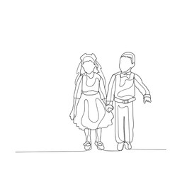vector, isolated, sketch, children, friendship