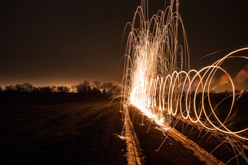 Night light steel wool art 