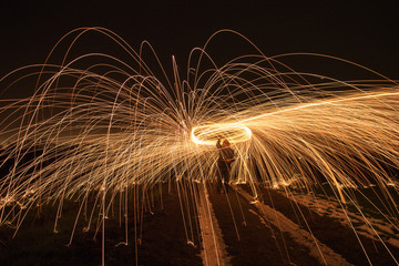 Night light steel wool art 
