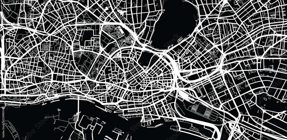 Wall mural urban vector city map of hamburg, germany