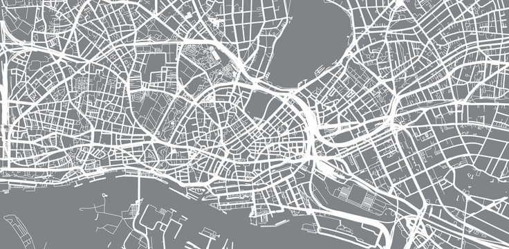 Urban vector city map of Hamburg, Germany