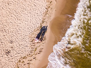 Baltic beach from above with people