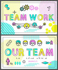 Obraz premium Teamwork Colorful Promo Banners Linear Templates