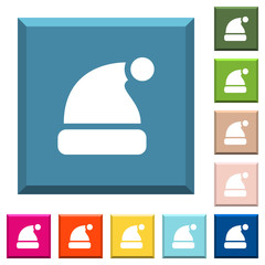 Santa hat white icons on edged square buttons