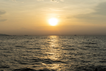 Sunrise at the beach in evening.
