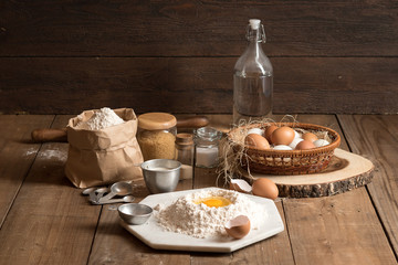 organic ingredient of baking with space for text