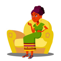 Girl Is Sitting On Sofa With Strong Abdominal Pains Vector. Isolated Illustration