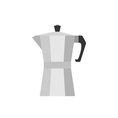 Moka pot cartoon. Italian style retro coffee maker icon. Espresso maker cartoon tradition silver vector illustration.