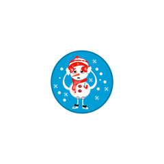 Cute Snowman and inscription Let it snow. Vecrtor Illustration can be used for kids t-shirt print, christmas card etc.