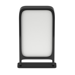 LCD Screen Stand. Blank Trade Show Booth. 3d render of lcd screen isolated on white background. High Resolution. Ad template for your expo design.