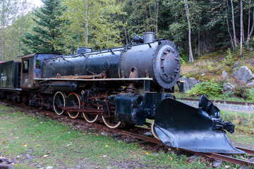 Naklejka premium September 13 2018, Skagway Alaska. Historic white pass train of the gold rush in Skagway Alaska