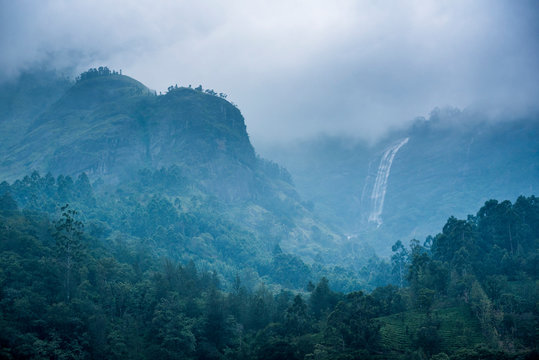 Waterfall in the Western Ghats Mountains, Munnar, Kerala