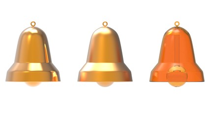 Gold bells 3d rendering