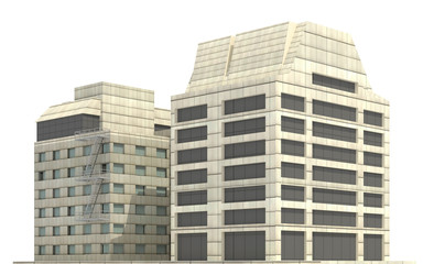 Fototapeta premium Modern buildings isolated on white background 3d illustration