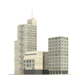 Modern buildings isolated on white background 3d illustration