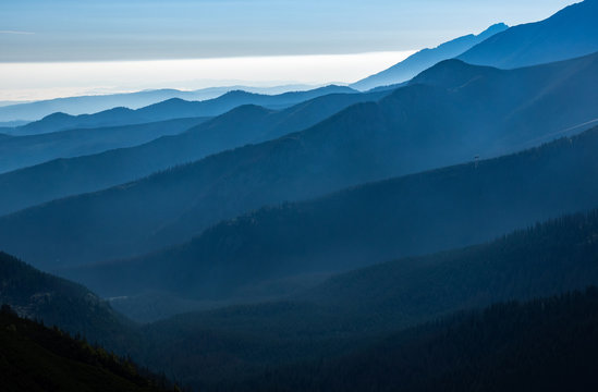 Looking over the Tatra Mountains from the summit of Giewont, 1894m, above the town of Zakopone, Poland