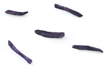 Sweet stick purple and yellow potato fire on isolated