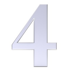 4 number four 3d silver