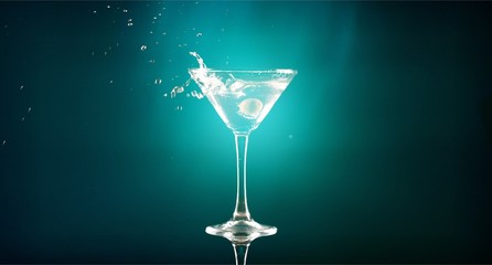 Martini cocktail isolated  on dark white