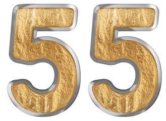 Numeral 55, fifty five, isolated on white background, 3d render