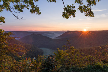 Blick vom Rutschenfelsen zum Sonnenaufgang - Schwäbische Alb