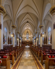 Fototapeta na wymiar Interior of the historic Cathedral of the Immaculate Conception in Fort Wayne, Indiana