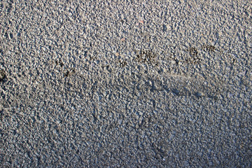 Asphalt surface texture detail with oil stains close up