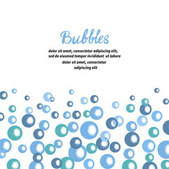 Blue bubbles pattern. Water bubbles background. Soap vector illustration.