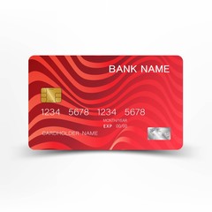 Red credit card design. On white background vector EPS10