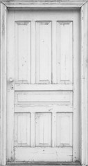 Close-up of old white door texture with weathered paint and wood grain. Ideal for backgrounds,...