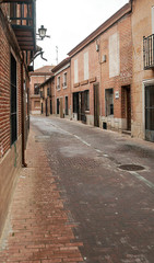 Obraz premium Street of Alaejos in Valladolid on a rainy day