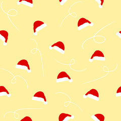 Seamless pattern happy New Year 2019 with Santa's hat. Vector illustration for calendar, Cristmas greeting card or poster