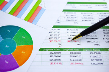 Spreadsheet table paper with pencil. Finance development, Banking Account, Statistics Investment...