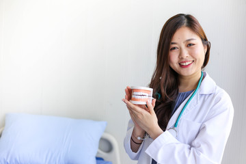 Doctor with Red heart and health care equipment, teeth and mouth