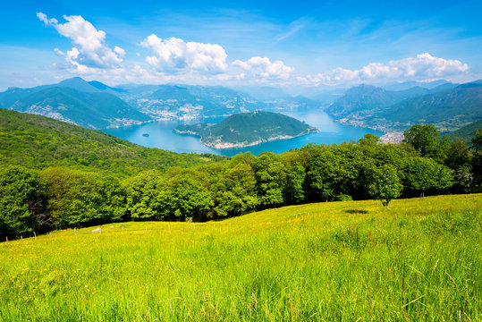 Montisola view from Colmi of Sulzano, Brescia province, Lombardy district