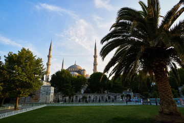 Fototapeta na wymiar Blue mosque Sultanahmet turkish architecture ottaman muslim sultan landmark, islam religion historic temple.