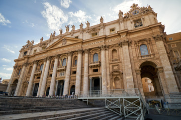 Fototapeta na wymiar St. Peter Basilica historical building in Vatican city center of Rome Italy, famous travel and religious tourism landmark cityscape