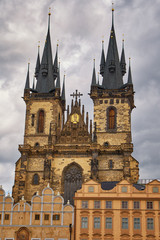 Fototapeta na wymiar Famous Church of Our Lady before Tyn Prague old town square tourist medieval architecture landmark
