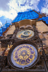 Prague astronomical clock famous Czech republic landmark on old town square
