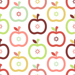 Apples Seamless Pattern Retro Autumn Colors