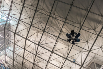 Six big speakers below the big roof of a terminal