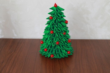 christmas tree on wooden background