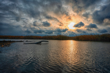 Obraz premium Irtysh river. Kazakhstan. Sunset